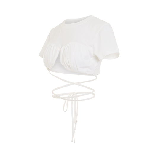 Baci Gathered Bra T-Shirt in White