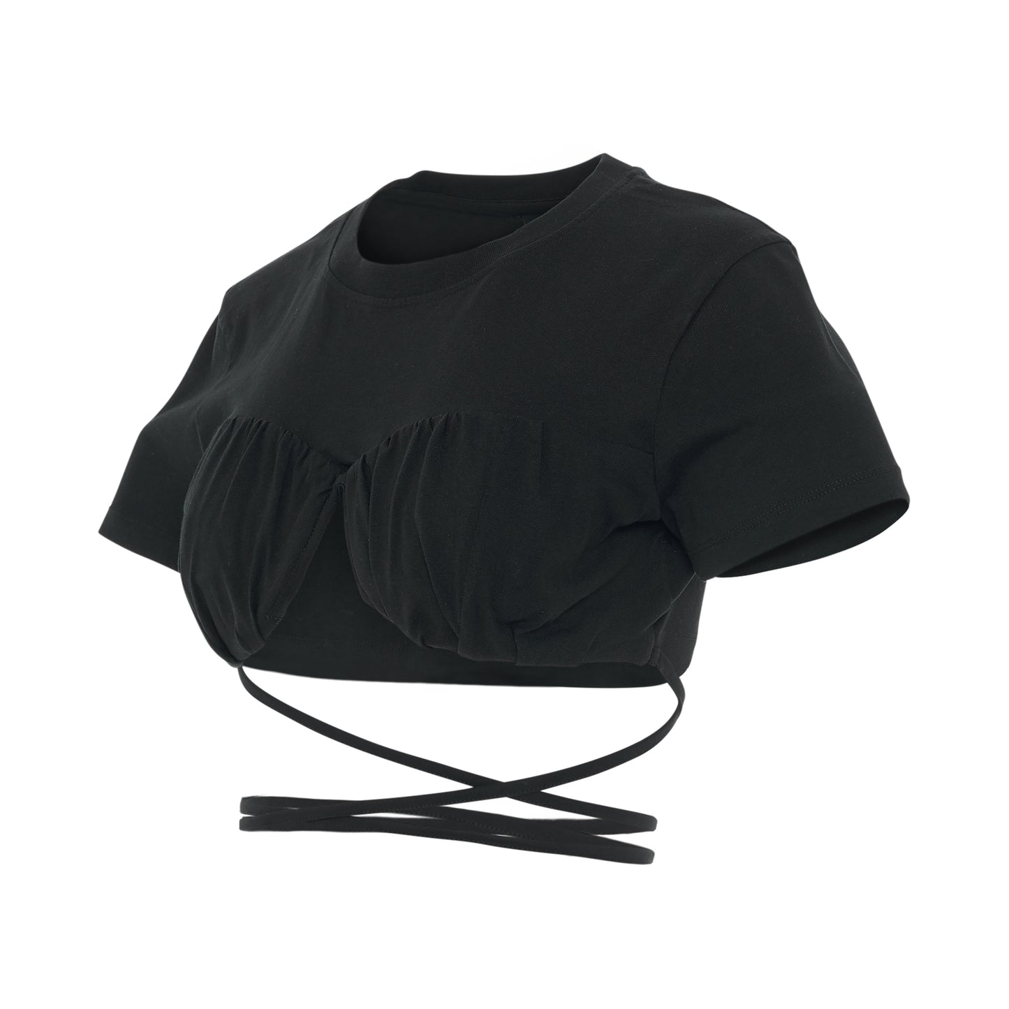 Baci Gathered Bra T-Shirt in Black