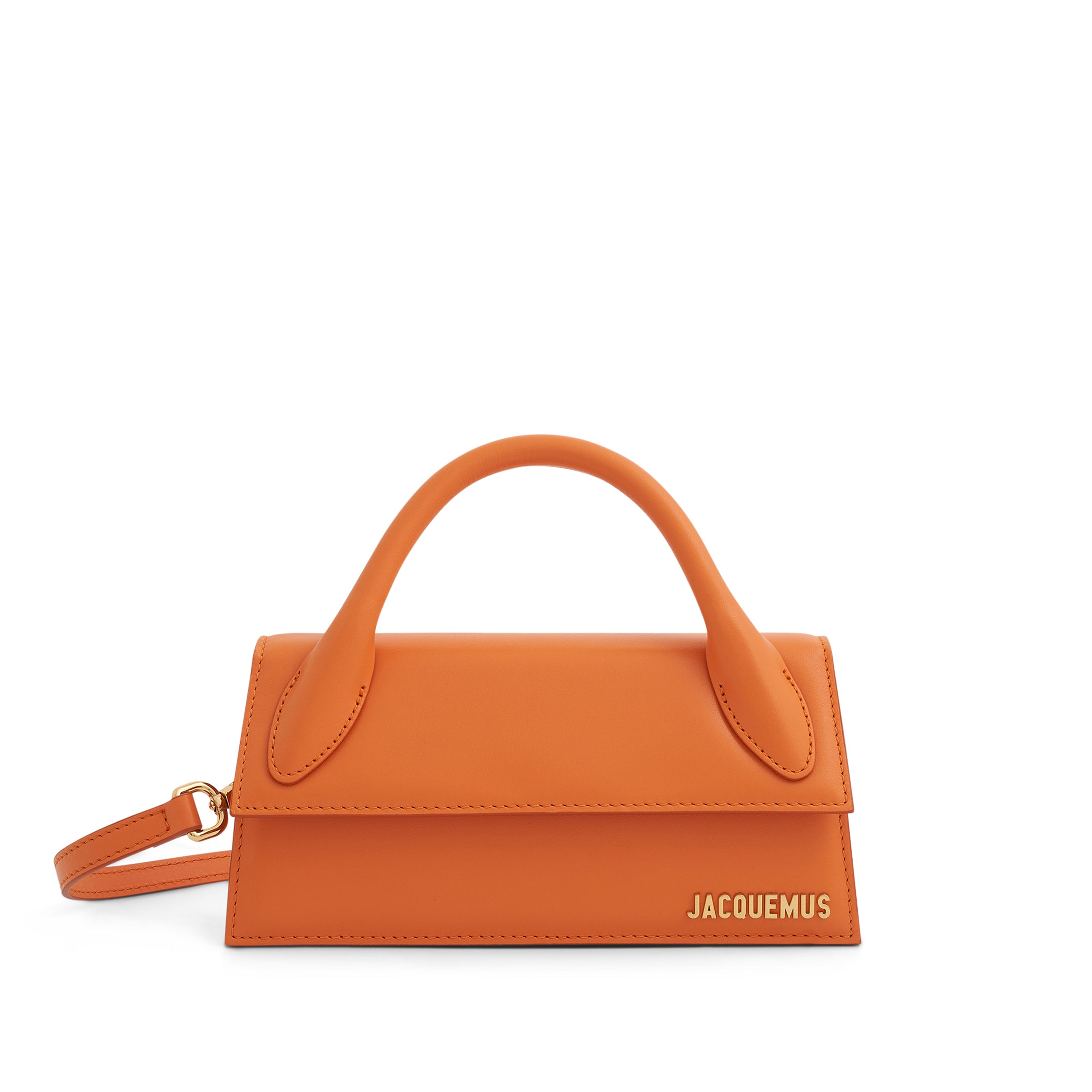 Le Chiquito Long Leather Bag in Orange