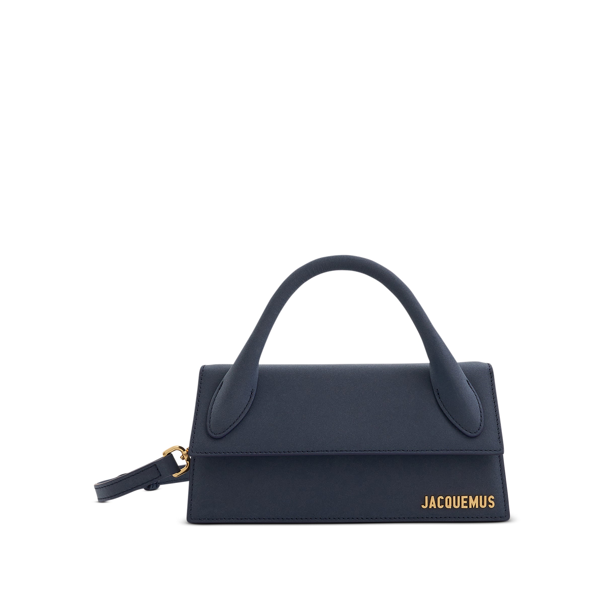 Le Chiquito Long Leather Bag in Dark Navy