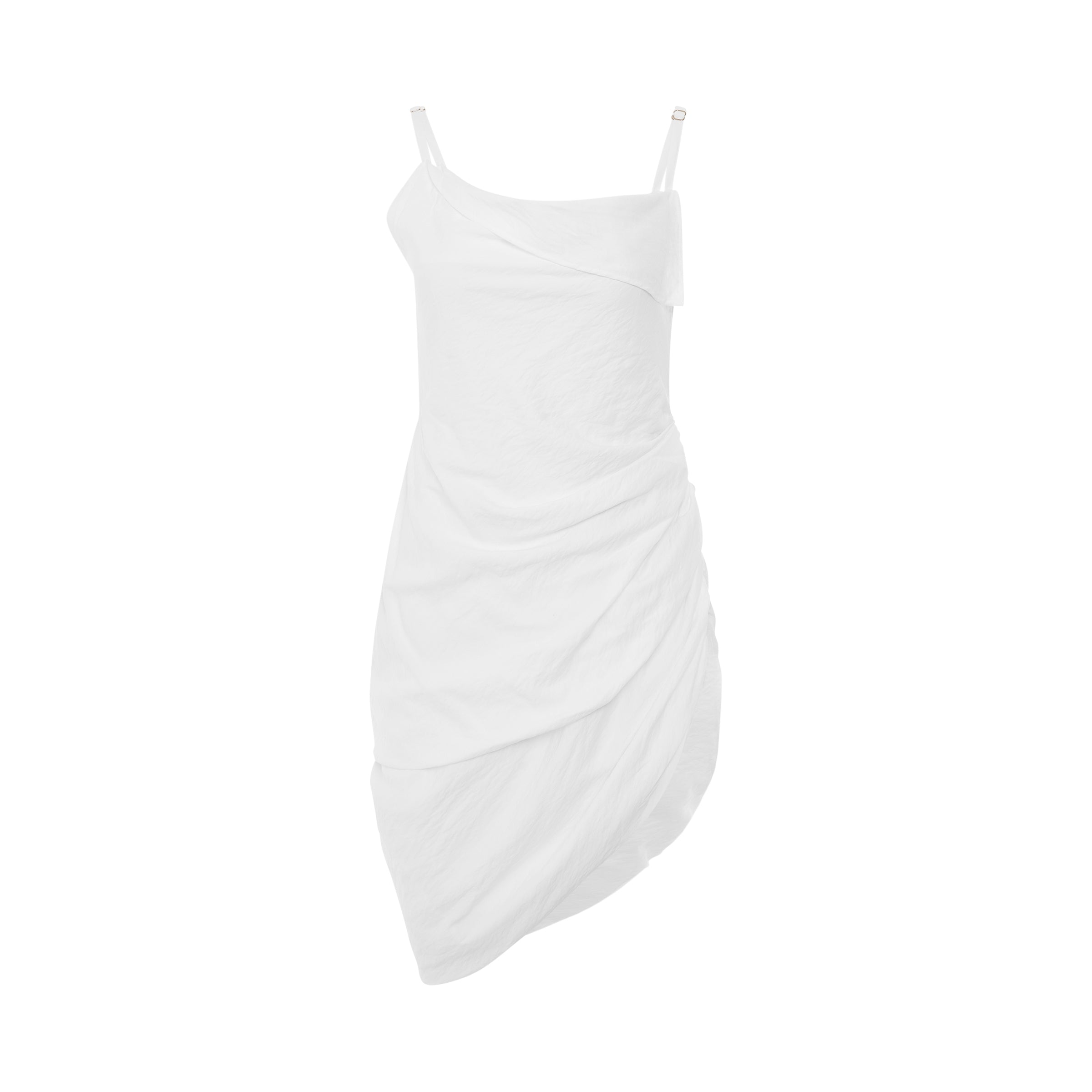 Saudade Asymmetric Draped Mini Dress in White