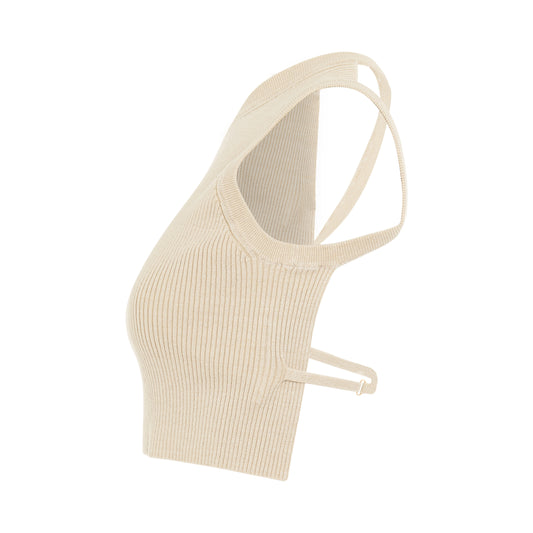 Ascu Asymmetric Crop Top in Off White