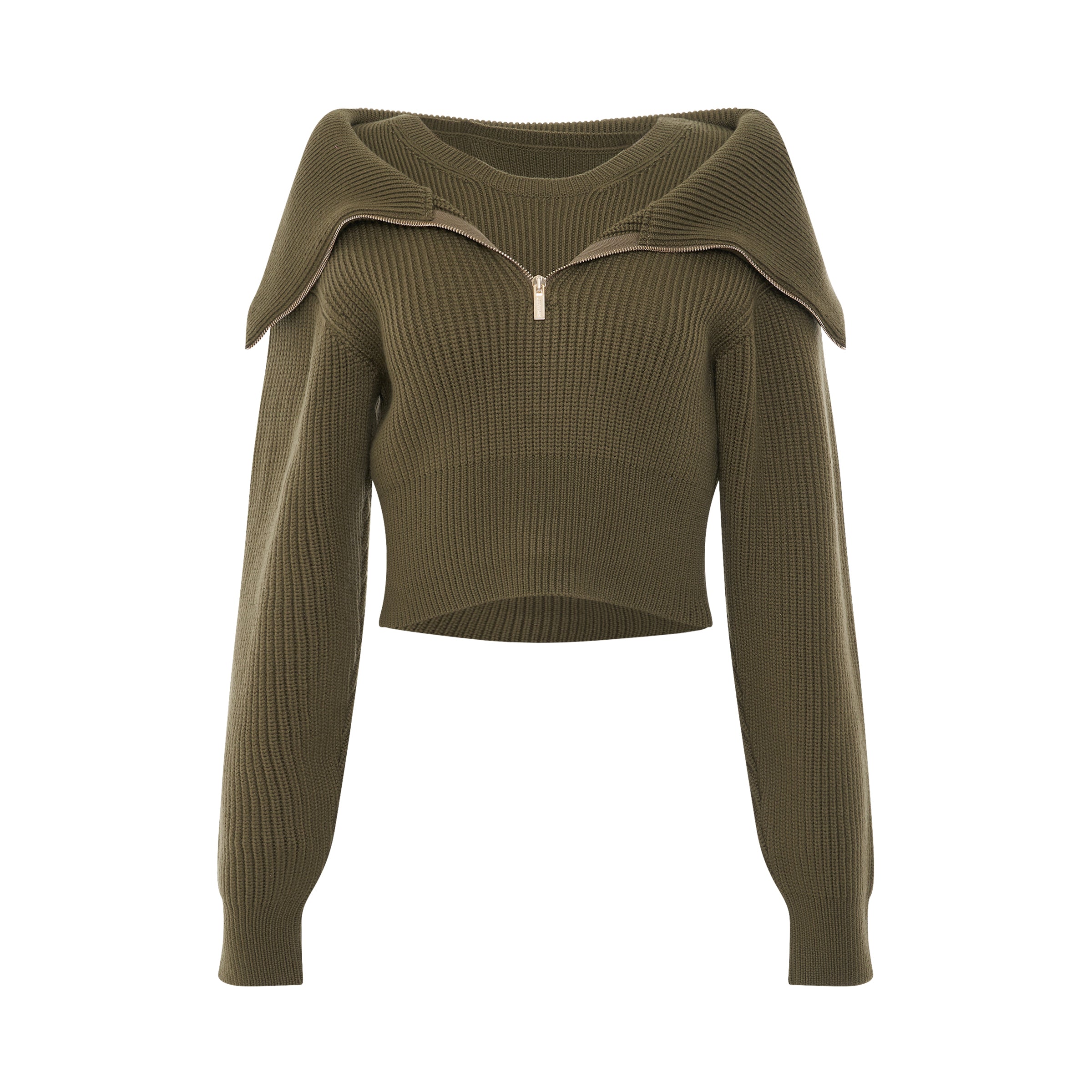 Risoul Double Collar Sweater in Khaki