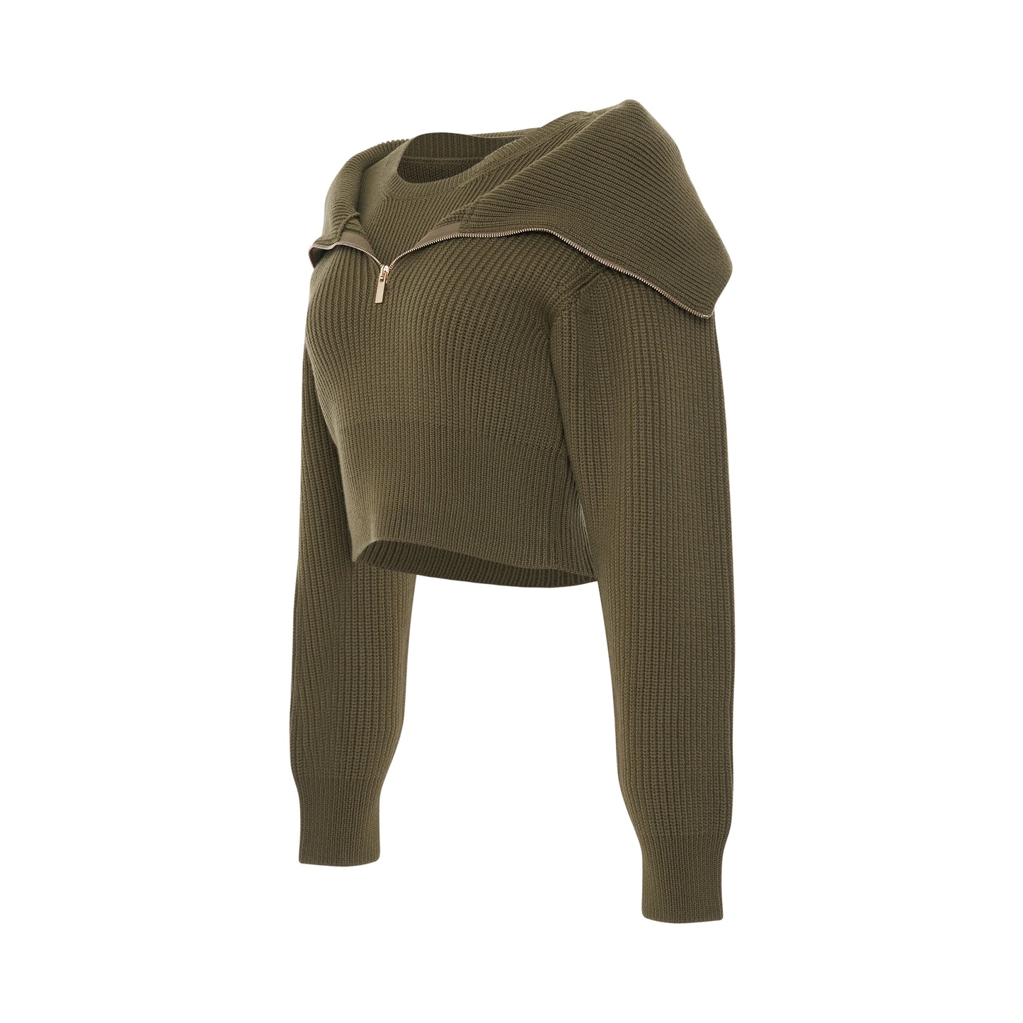 Risoul Double Collar Sweater in Khaki