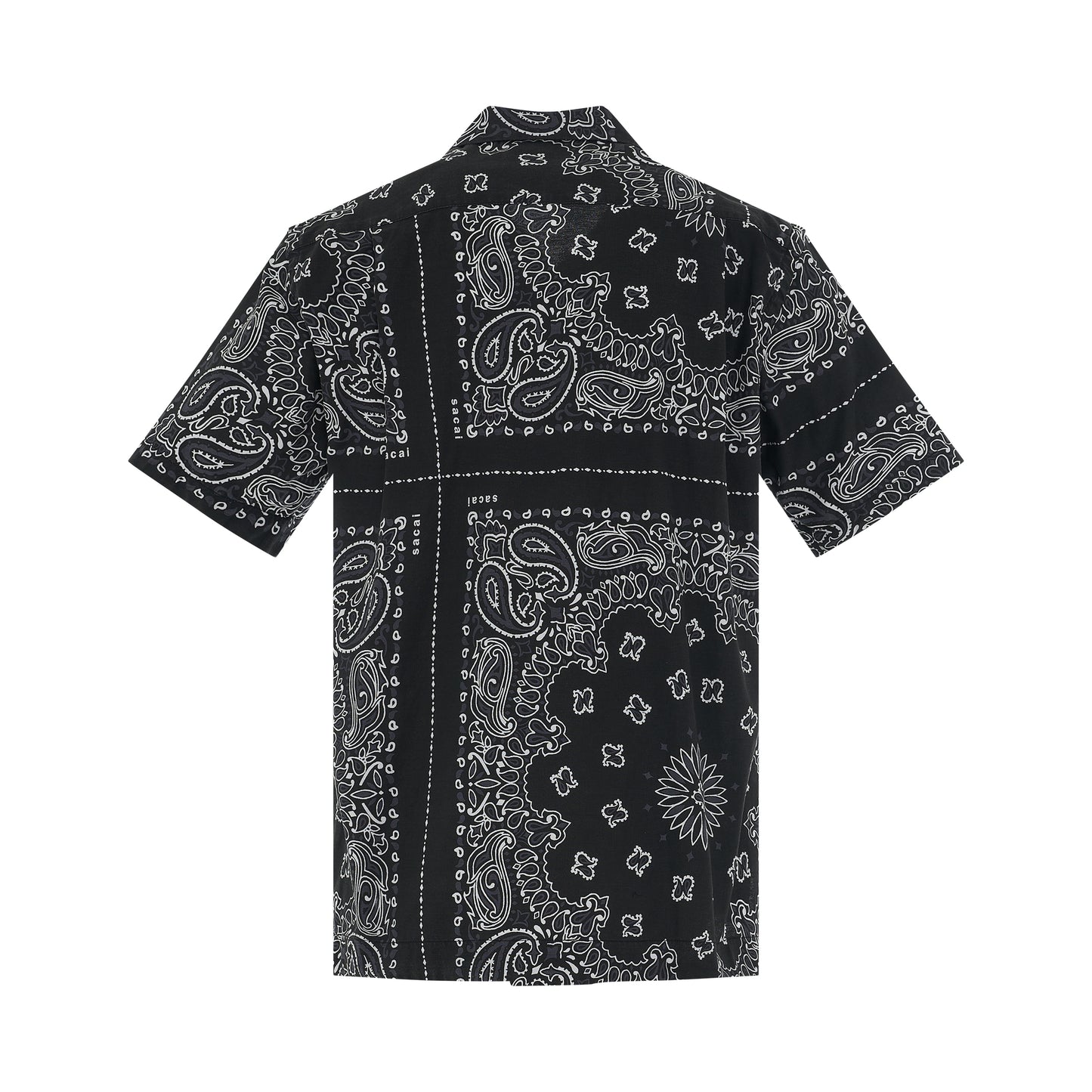 Bandana Print Short Sleeve Shirt in Black