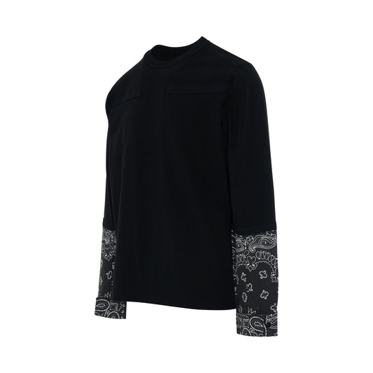 Bandana Print Long Sleeve T-Shirt in Black