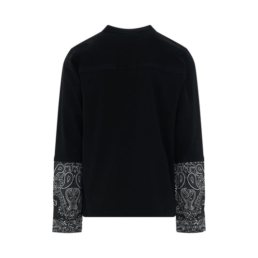 Bandana Print Long Sleeve T-Shirt in Black