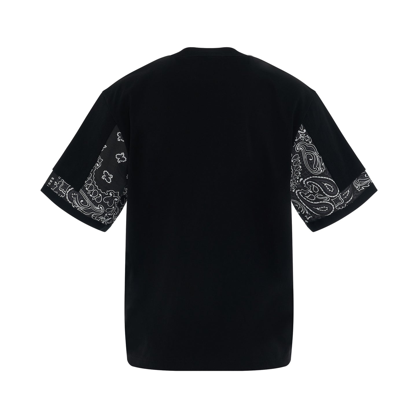 Bandana Print T-Shirt with Pocket in Black