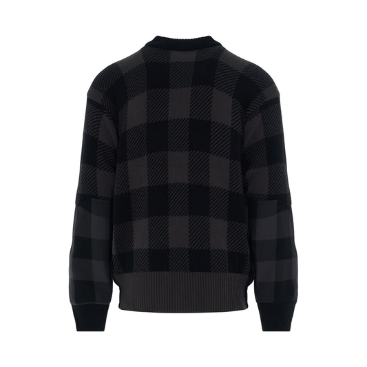 Buffalo Check Knit Pullover in Grey