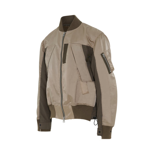 Nylon Twill Mix Classic Jacket in Beige