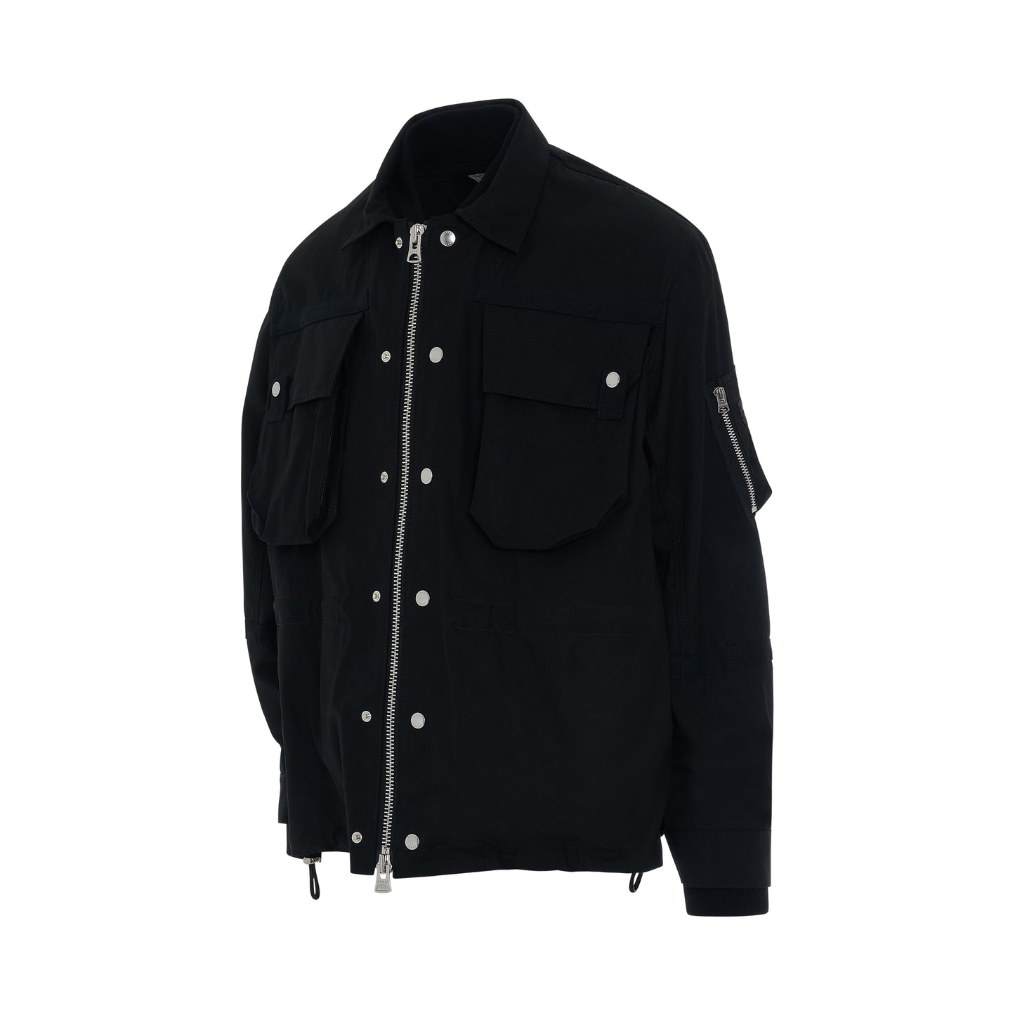 Nylon Twill Mix Classic Jacket in Black