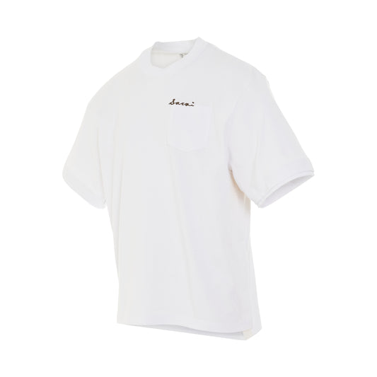 Cotton Twill T-Shirt with Pocket in White