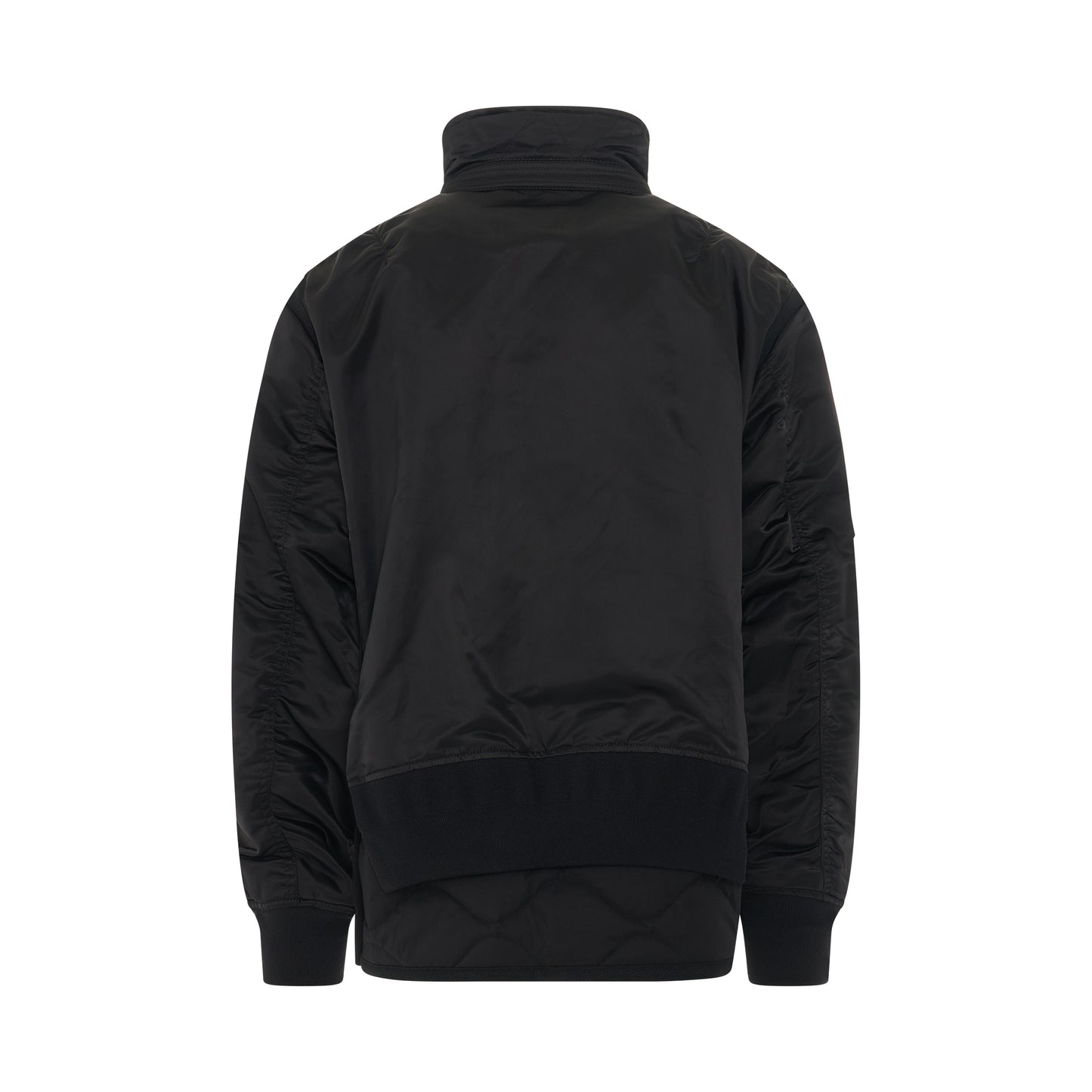 Nylon Twill Mix Panelled Jacket in Black