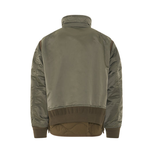 Nylon Twill Mix Jacket in Khaki