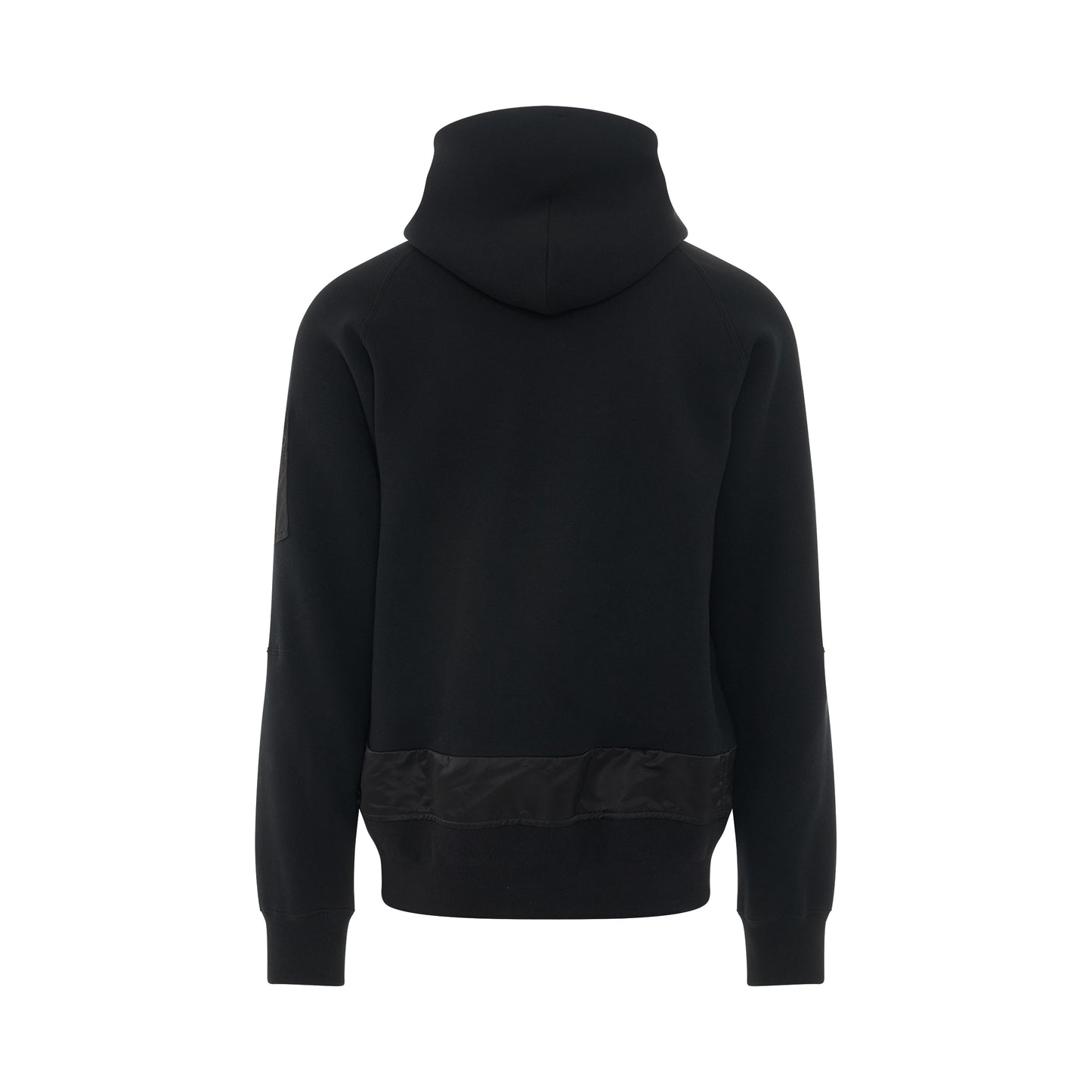 Nylon Twill Sponge Sweat Hooded Jacket in Black