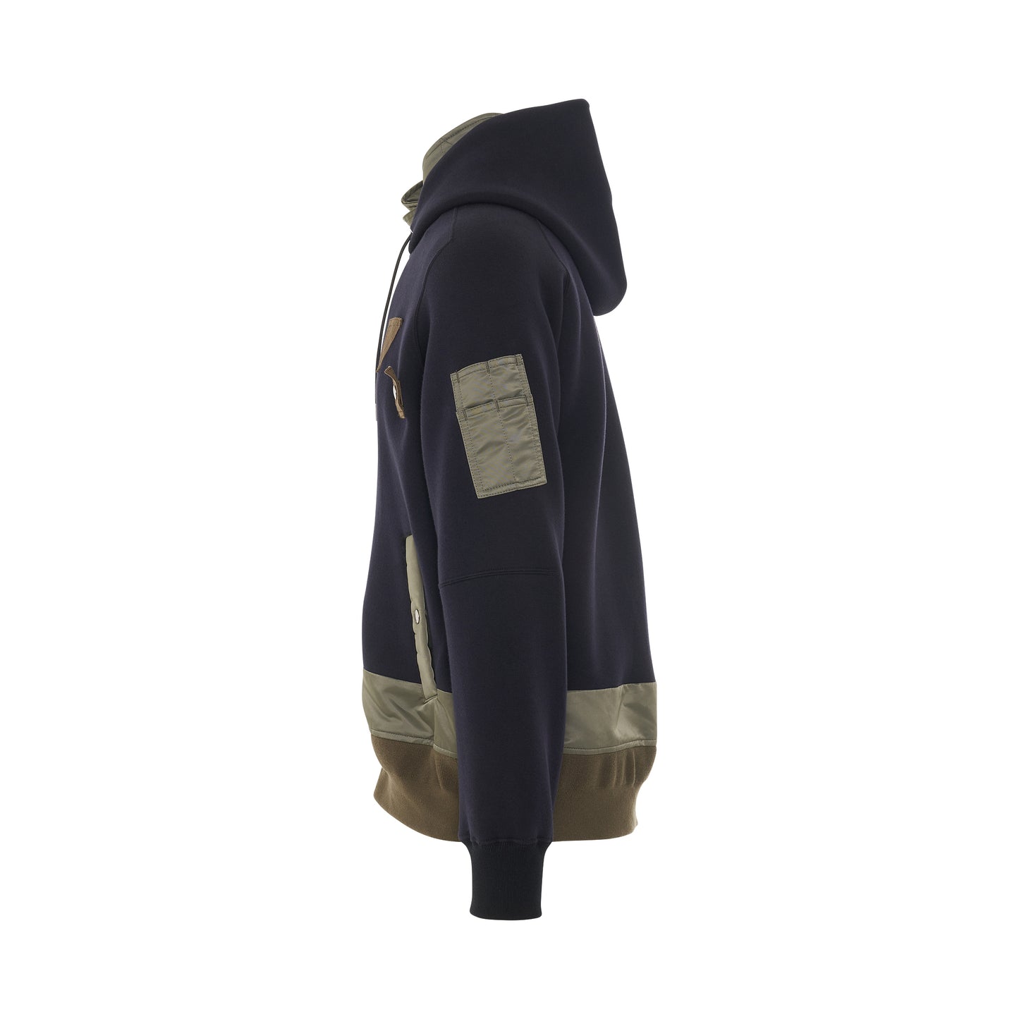 Nylon Twill Sponge Sweat Hooded Jacket in Navy/Khaki