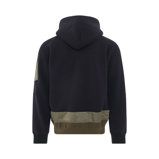 Nylon Twill Sponge Sweat Hooded Jacket in Navy/Khaki