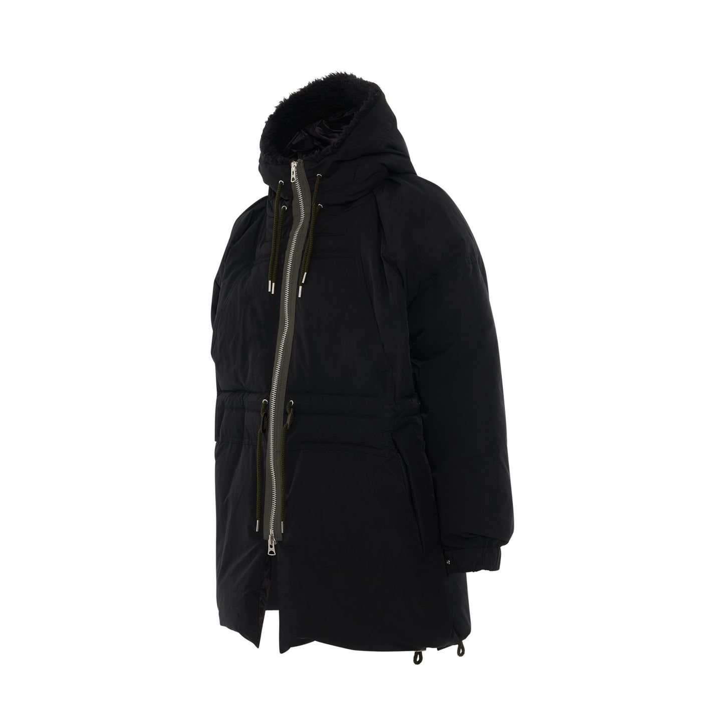 Padded Hooded Zip Up Jacket in Black