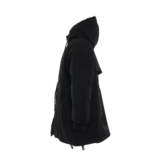 Padded Hooded Zip Up Jacket in Black