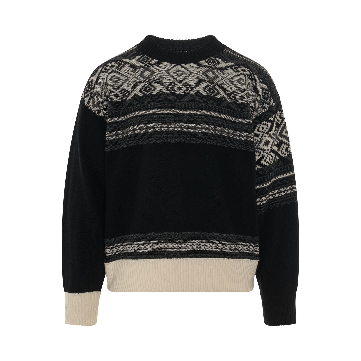 Geometric Knit Pullover in Black