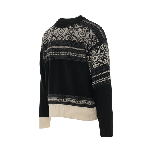 Geometric Knit Pullover in Black