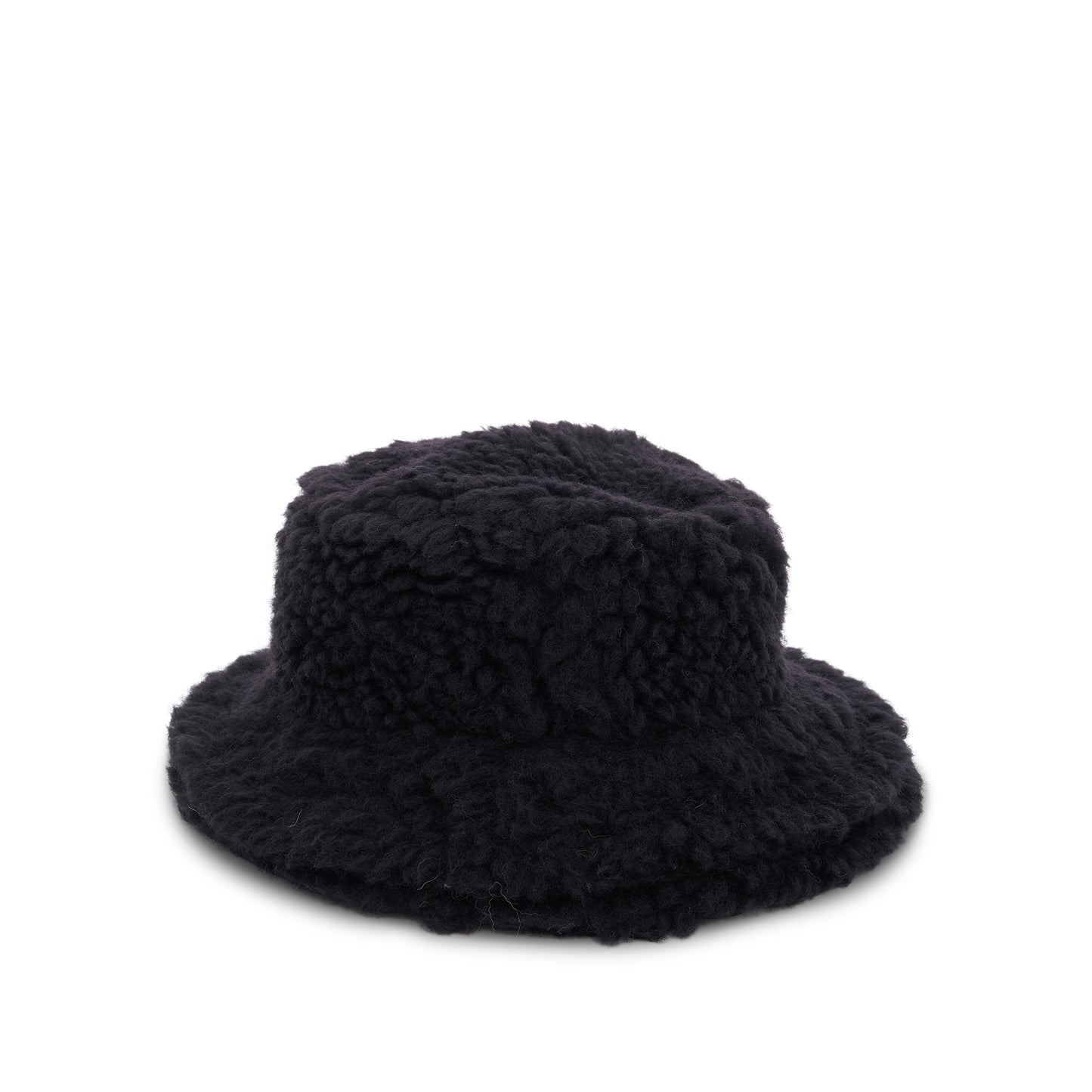 Double Brim Faux Shearling in Black