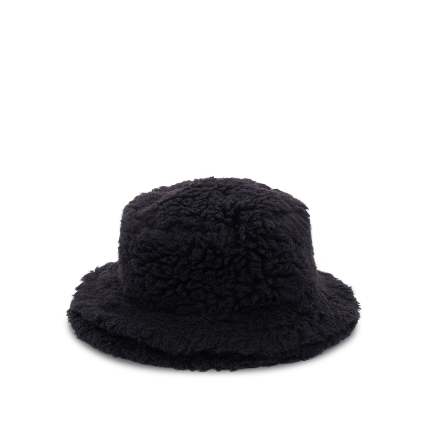 Double Brim Faux Shearling in Black