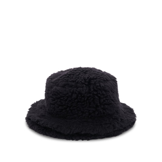 Double Brim Faux Shearling in Black