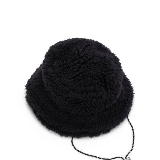 Double Brim Faux Shearling in Black