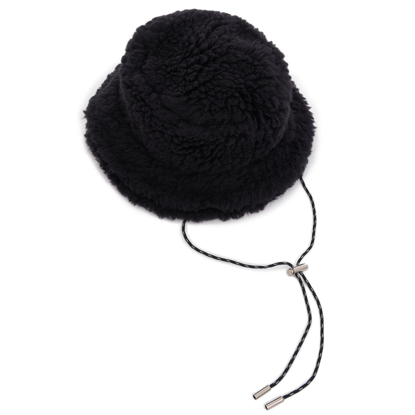 Double Brim Faux Shearling in Black