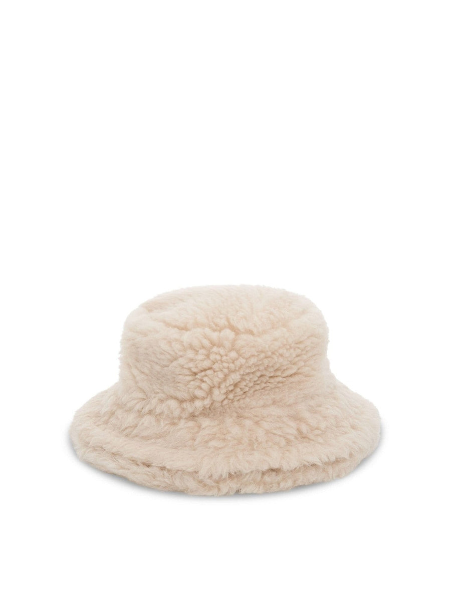 Double Brim Faux Shearling in Off White