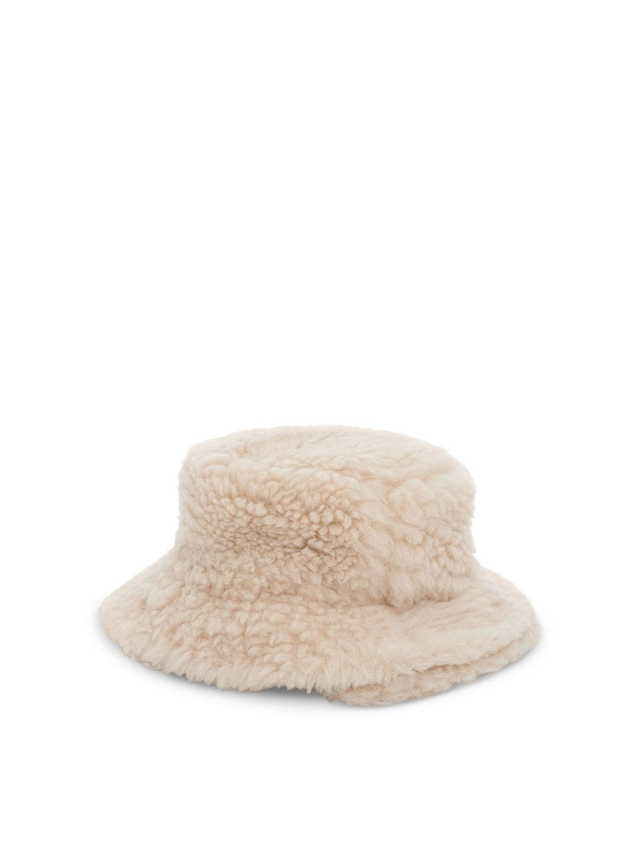 Double Brim Faux Shearling in Off White