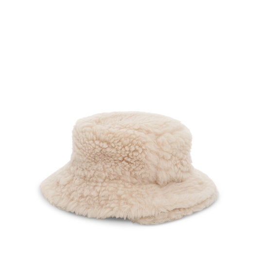 Double Brim Faux Shearling in Off White