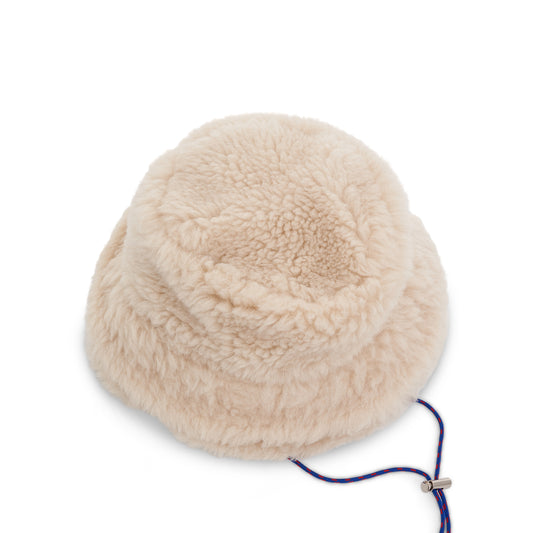 Double Brim Faux Shearling in Off White