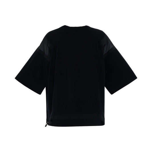 Satin & Knit Pullover in Black