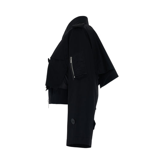 Gabardine Cotton Mix Coat in Black