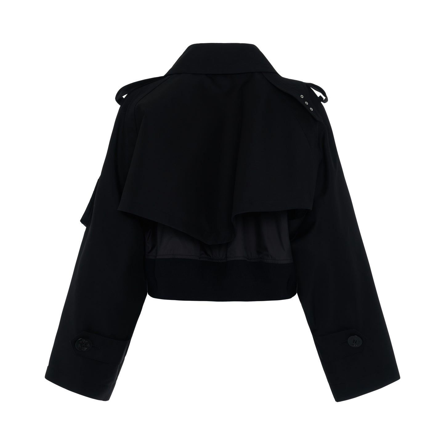 Gabardine Cotton Mix Coat in Black