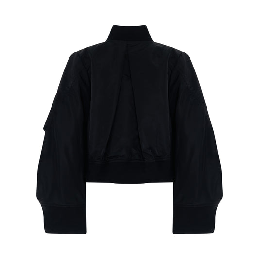 Nylon Twill Mix Jacket in Black