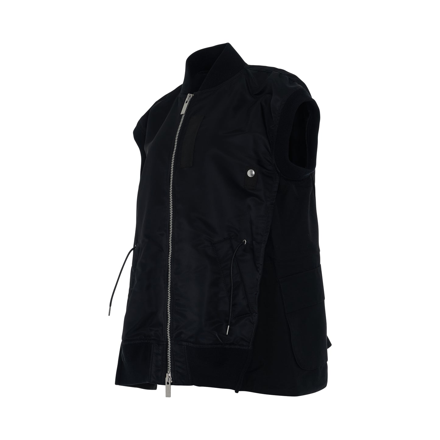 Nylon Twill Mix Vest in Black