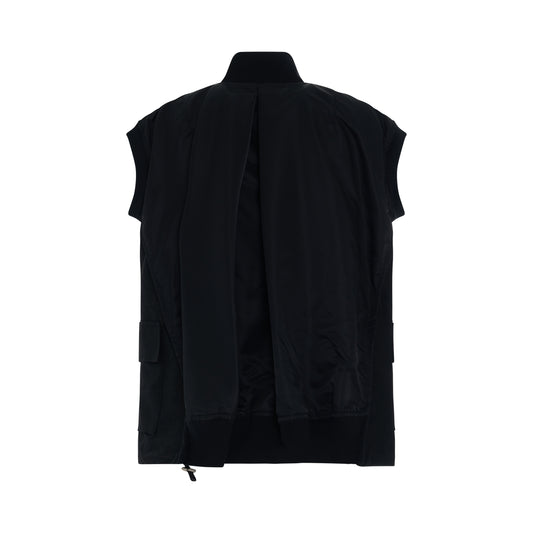 Nylon Twill Mix Vest in Black