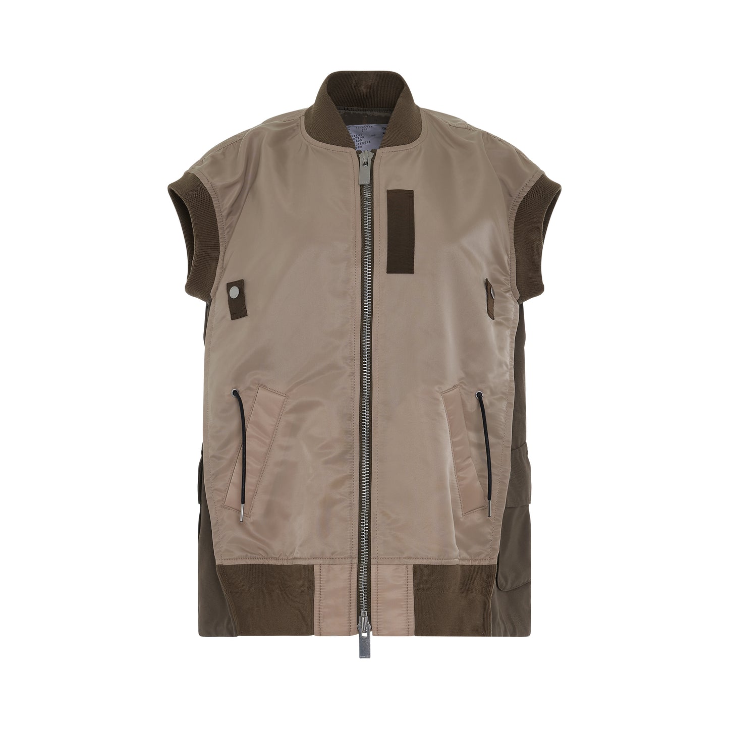 Nylon Twill Mix Vest in Beige