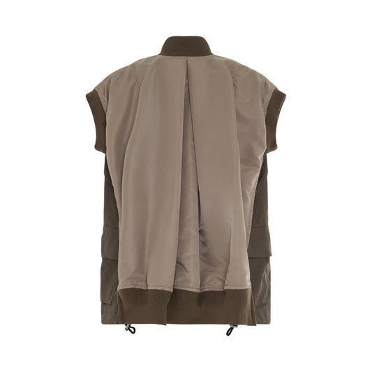 Nylon Twill Mix Vest in Beige