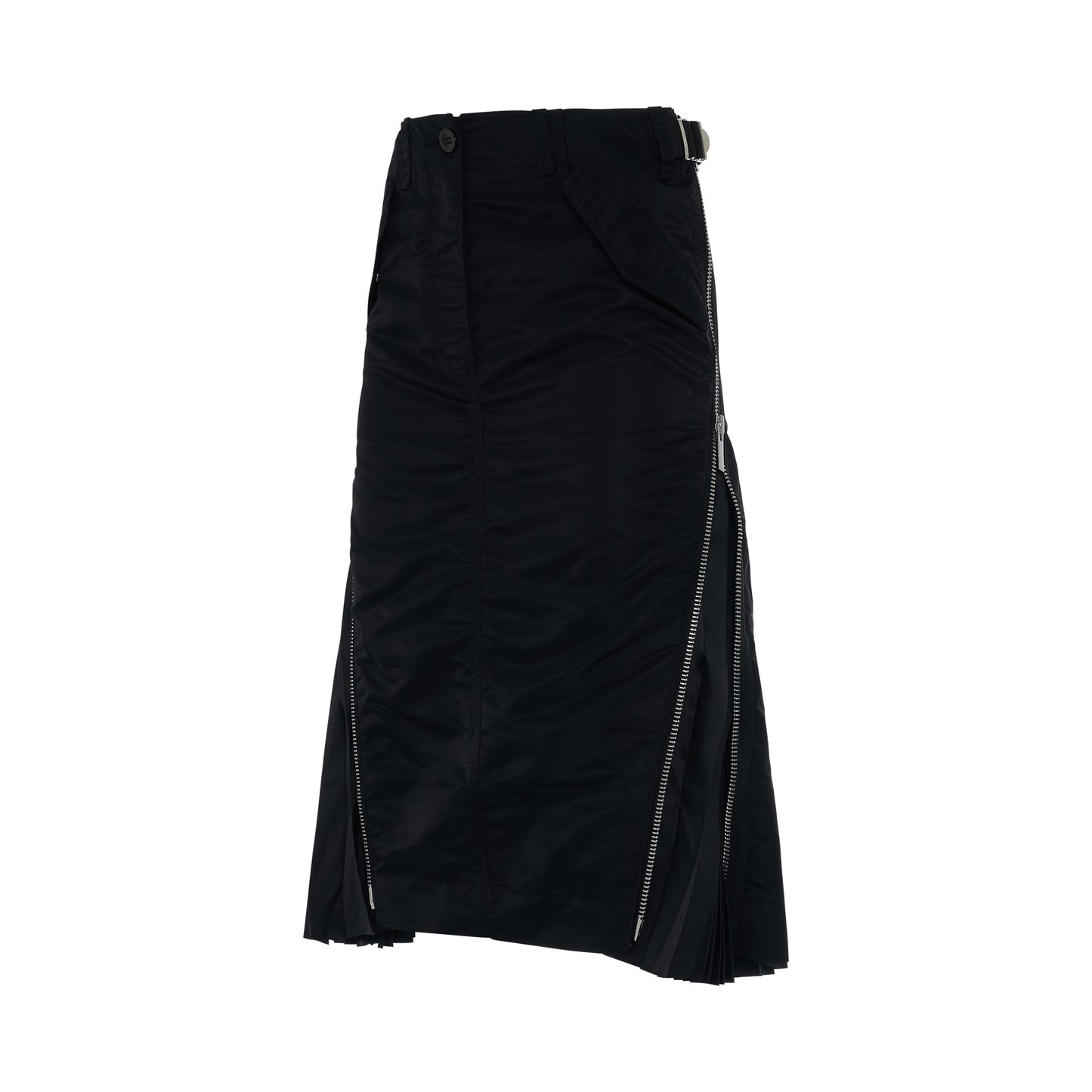 Nylon Twill Mix Skirt in Black