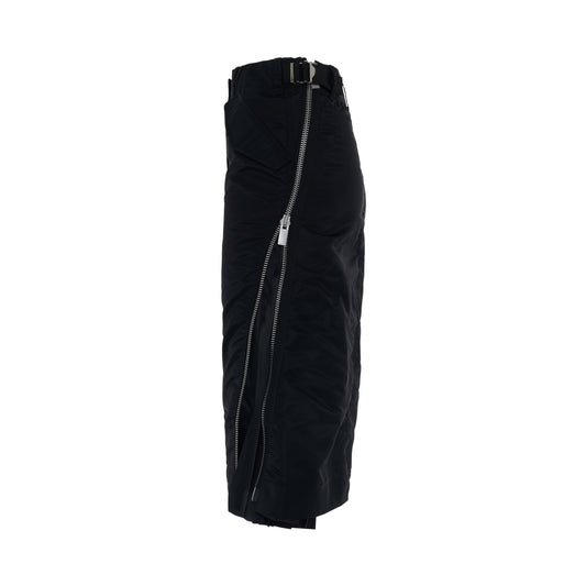 Nylon Twill Mix Skirt in Black