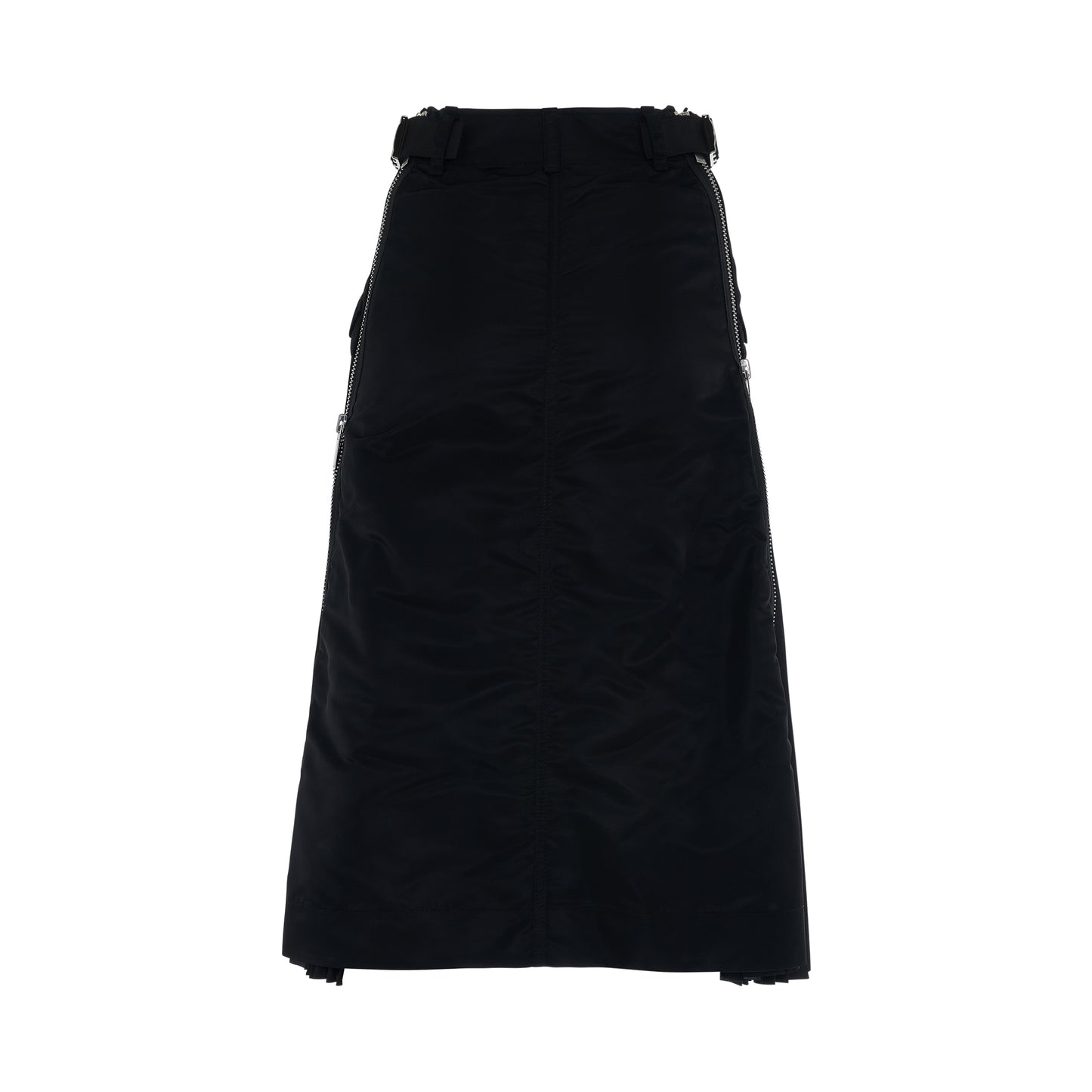 Nylon Twill Mix Skirt in Black