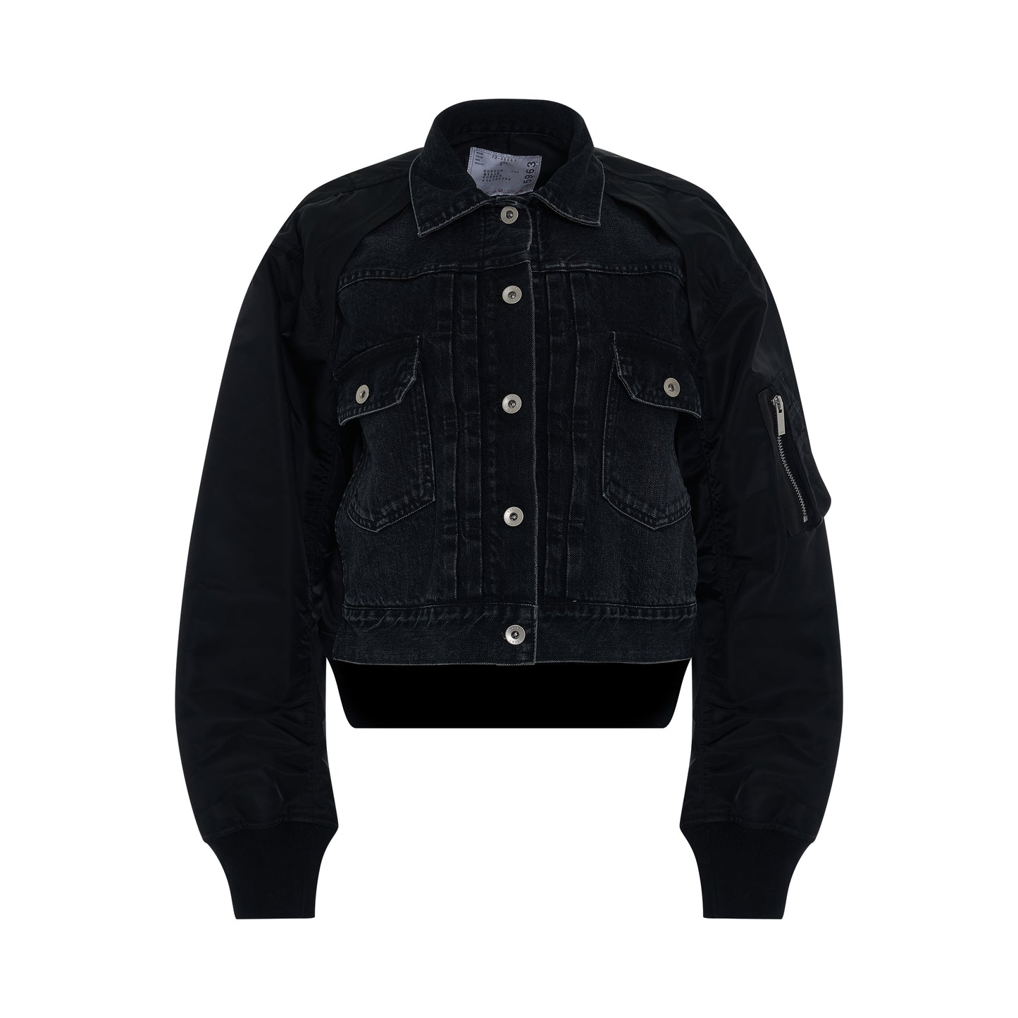 Denim & Nylon Twill Mix Jacket in Black