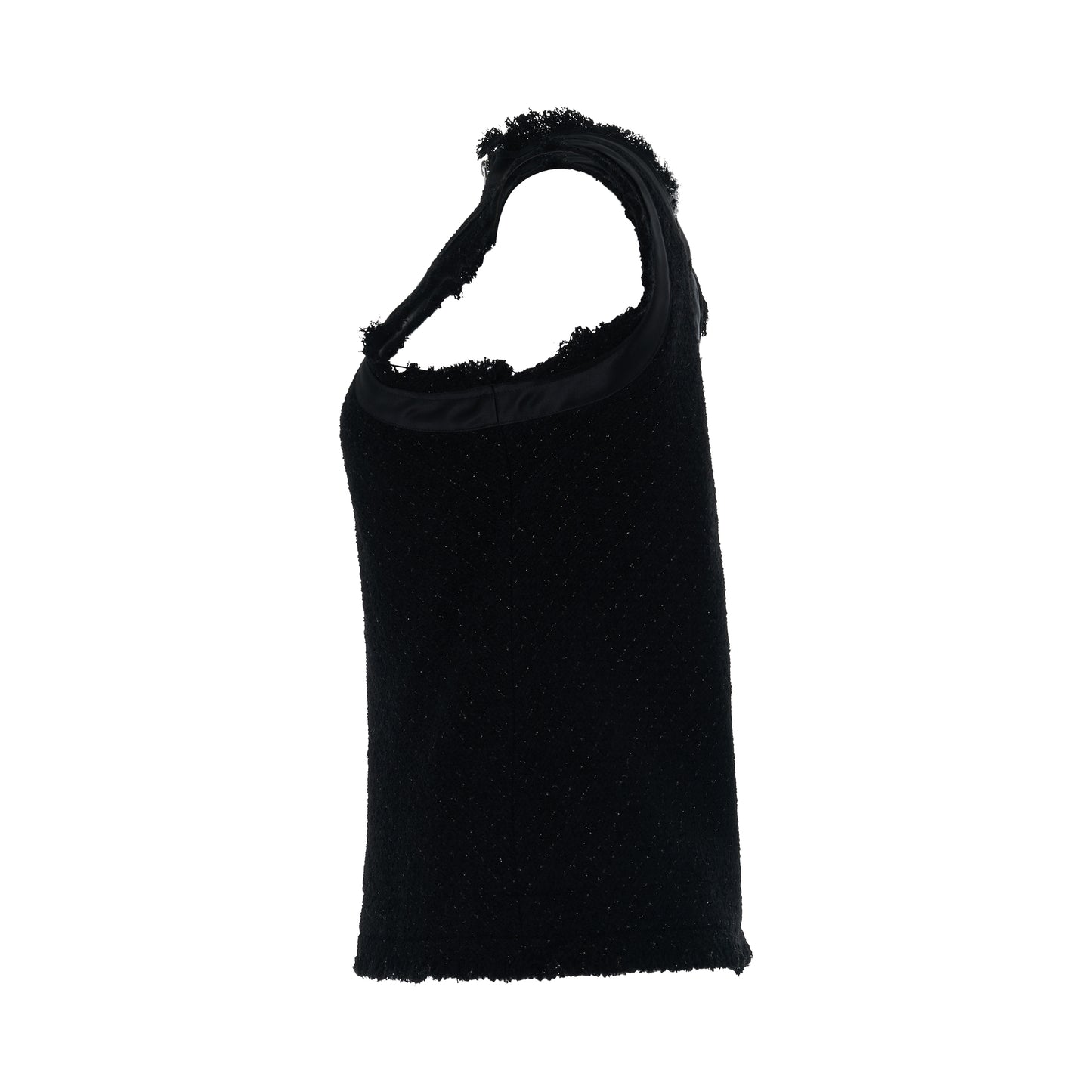Tweed Tank Top in Black Wool