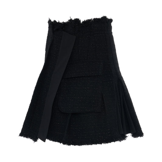 Tweed Skirt in Black Wool