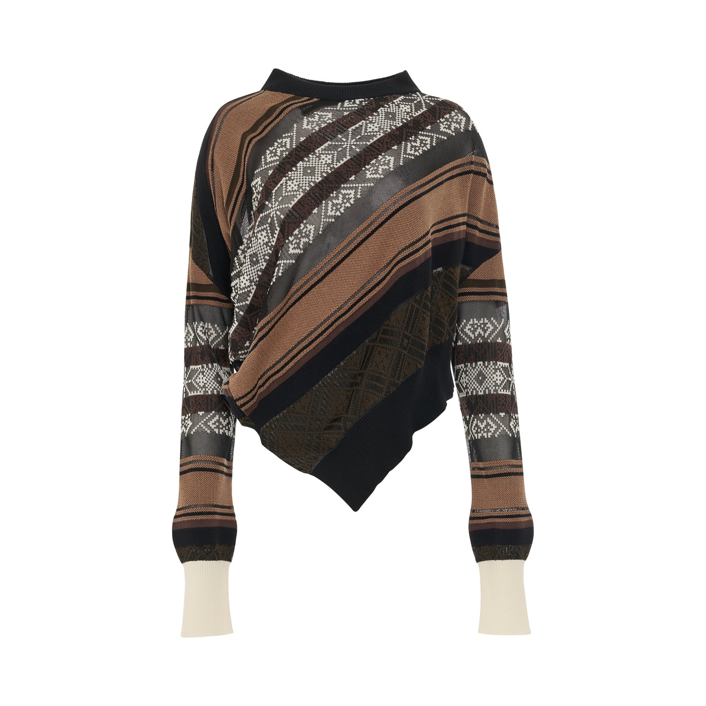 Rug Jacquard Knit Pullover in Beige