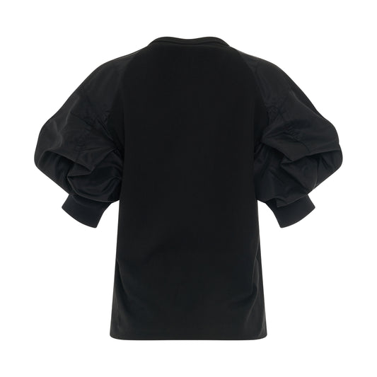 Nylon Twill Mix T-Shirt in Black